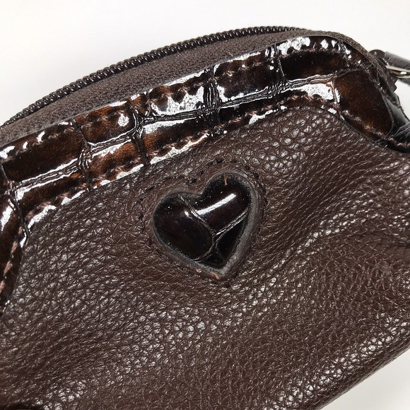Brighton Brown Pebbled Leather Heart Zip Coin Purse Wallet - Picture 2 of 7